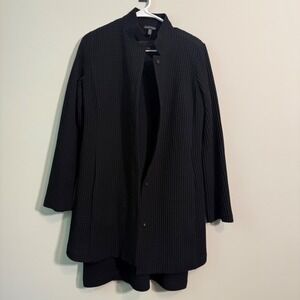 Eileen Fisher Short‎ Sleeve Dress & Hidden Snap Button Jacket Set Medium Black